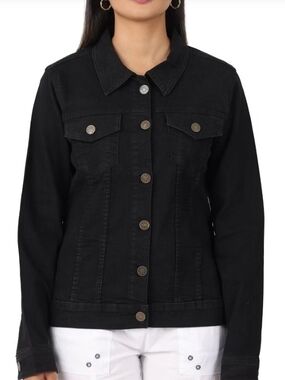 Universal Thread Black Denim Jacket with Button Front